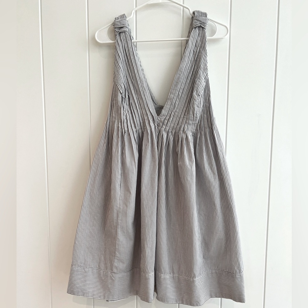 Free People Striped V-Neck Tunic Dress with Pleats